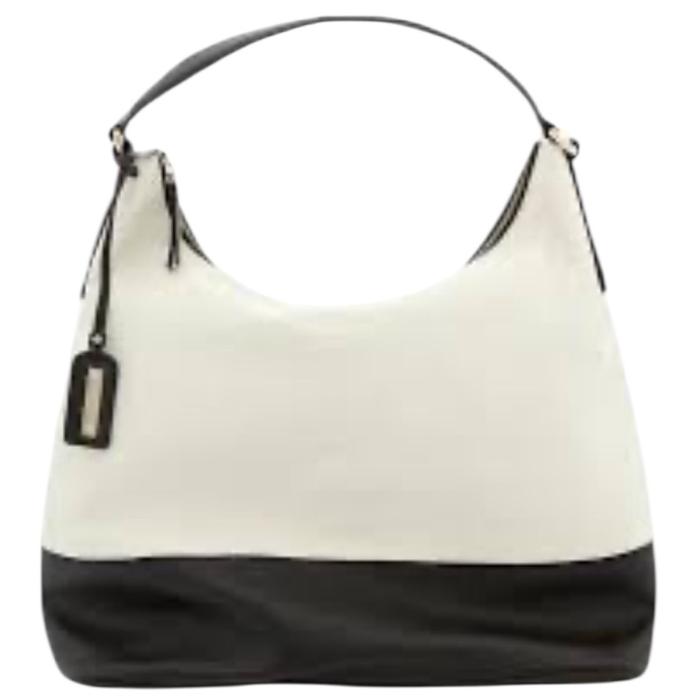 Banana Republic Colorblock Leather Hobo Bag - Ivory‎ & Black NWOT